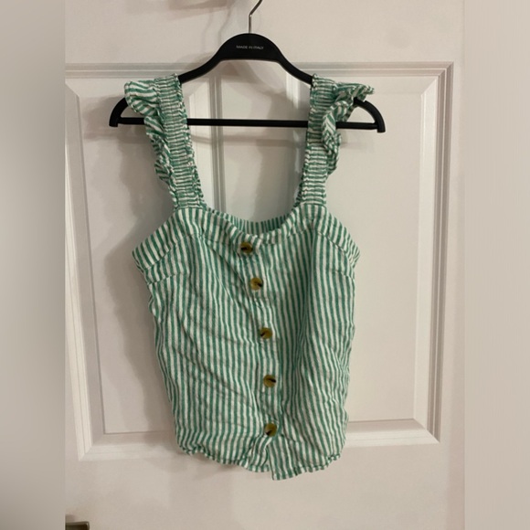 Green and white striped tanked top, J.Crew - Picture 1 of 4
